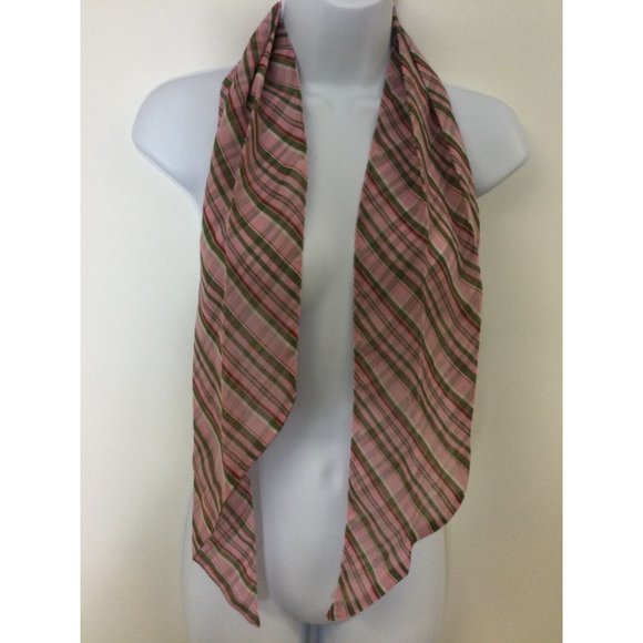 Burberry Silk Pink Plaid Scarf